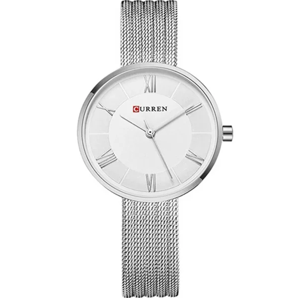 Curren 9020-CH-WHT Mesh Band Women Watch