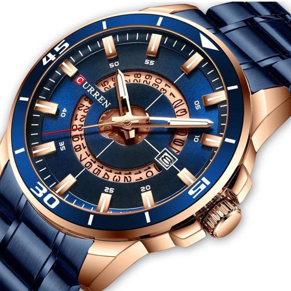 Curren 8359-RSBLU-BLU Metal Band Men Watch - Image 4