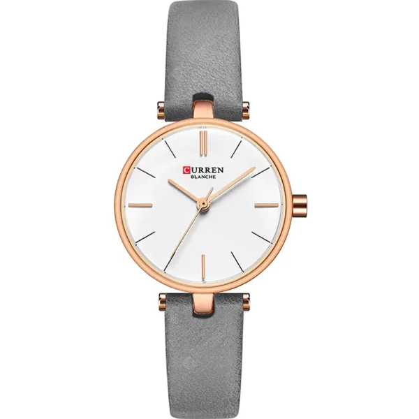 Curren 9038-RGGRY-WHT Leather Band Women Watch