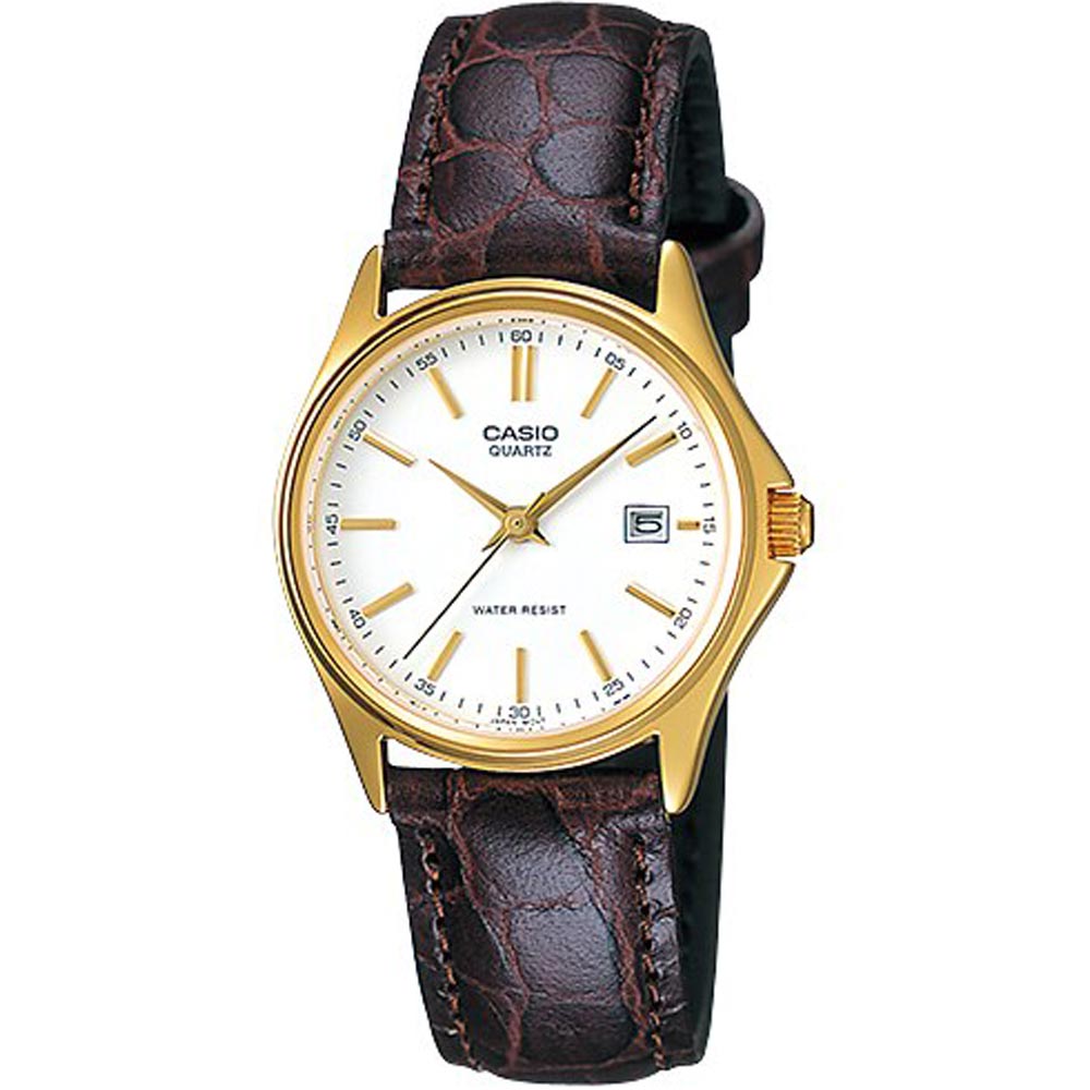 Casio women's leather clearance watch