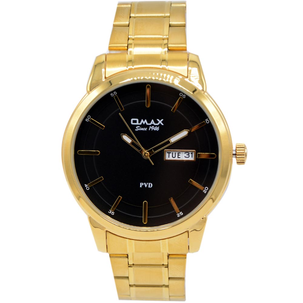 OMAX Unisex Gold Tone Black Leather Watch SGL027 - New | eBay