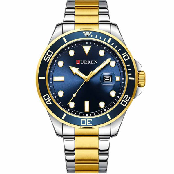 Curren 8388-TTGLD-BLU Metal Band Men Watch