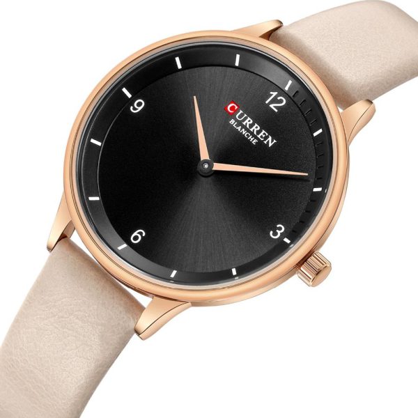 Curren 9039-RSCRM-BLK Leather Band Women Watch - Image 2