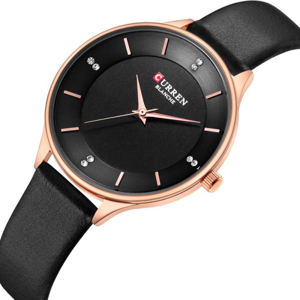 Curren 9041-RSBLK-BLK Leather Band Women Watch - Image 2