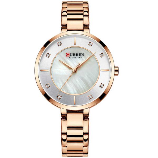 Curren 9051-RS-WHT Metal Band Woman Watch