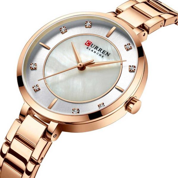 Curren 9051-RS-WHT Metal Band Woman Watch - Image 2