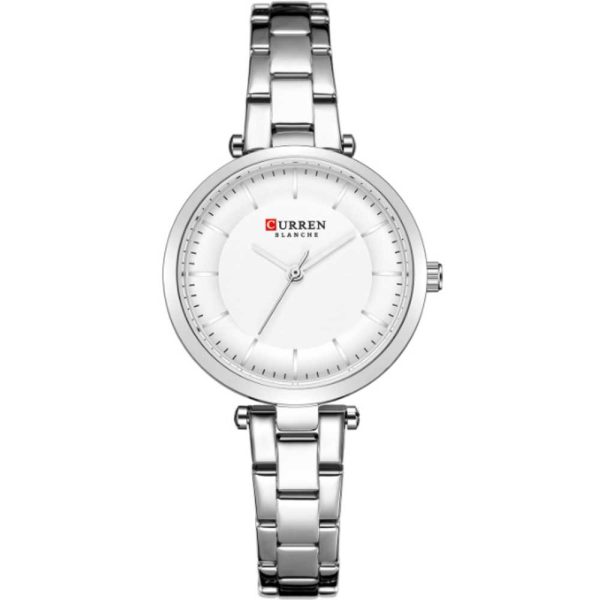 Curren 9054-CH-WHT Metal Band Woman Watch