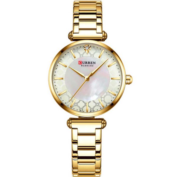 Curren 9072-GLD-WHTMetal Band Woman Watch