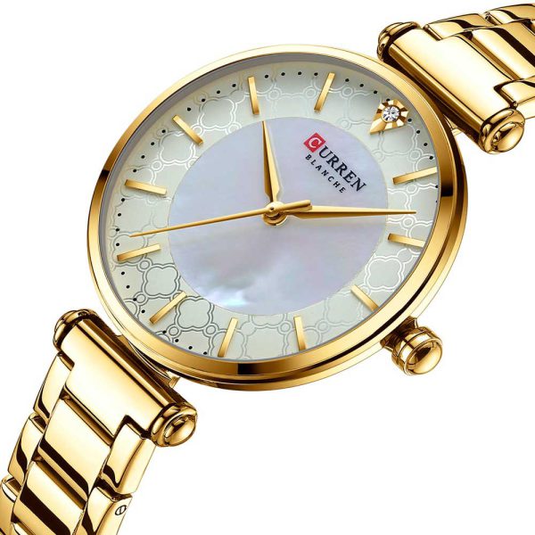 Curren 9072-GLD-WHTMetal Band Woman Watch - Image 2