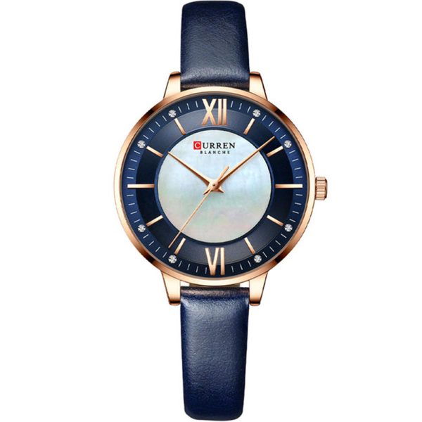 Curren 9080-RSBLU-BLU Leather Band Women Watch