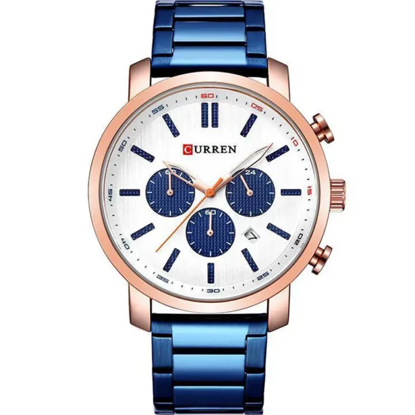 Curren 8315-RSBLU-WHT Metal Band Men Watch