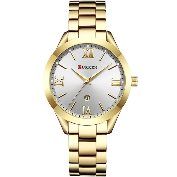 Curren 9007L-GLD-WHT Metal Band Women Watch