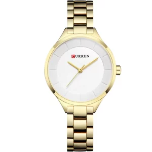 Curren 9015-GLD-WHT Metal Band Women Watch