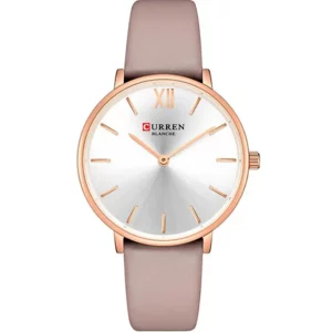 Curren 9040-RSCRM-WHT Leather Band Women Watch