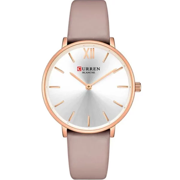 Curren 9040-RSCRM-WHT Leather Band Women Watch