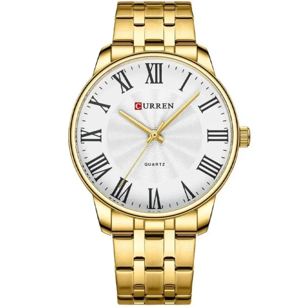 Curren 8422-GD-WHT Metal Band Men Watch