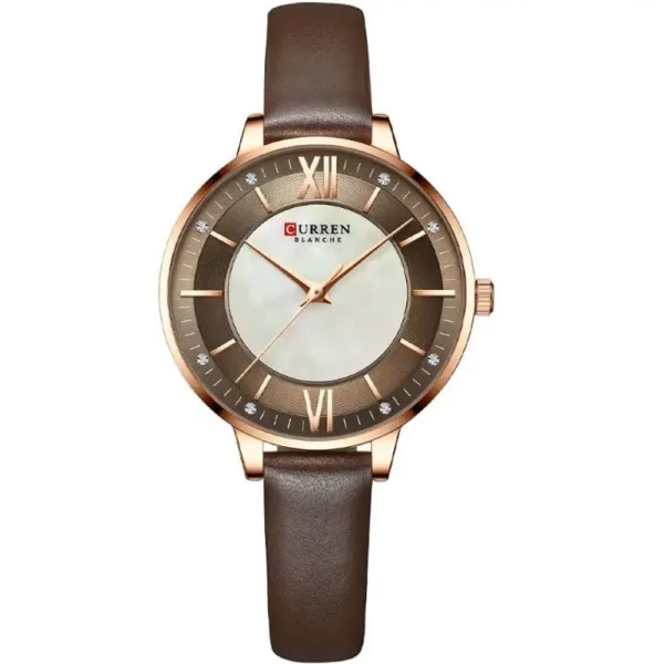 Curren 9080-RSBRN-BRN Leather Band Women Watch