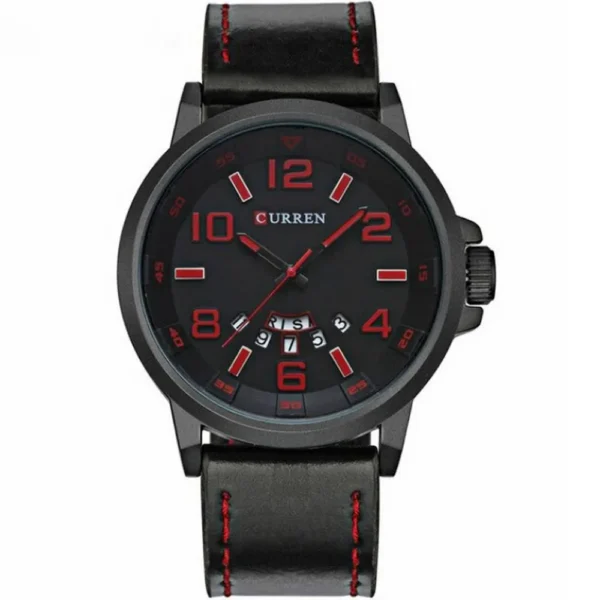 Curren 8240-BLK Leather Band Men Watch