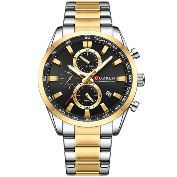 Curren 8445-TTGLD-BLK Metal Band Men Watch