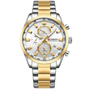 Curren 8445-TTGLD-WHT Metal Band Men Watch