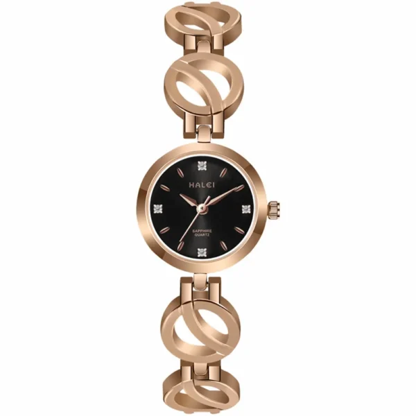 Halei 5004L-RG-BLK Metal Band Women Watch