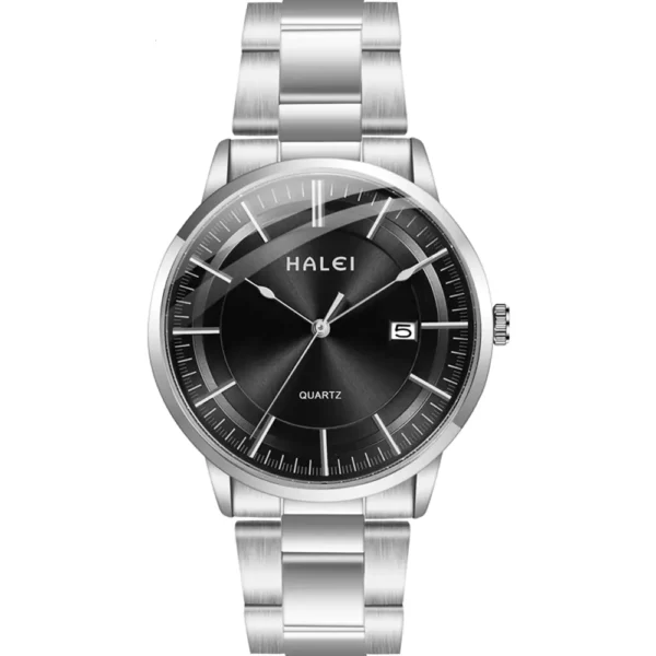 Halei 565M-CH-BLK Metal Band Men Watch