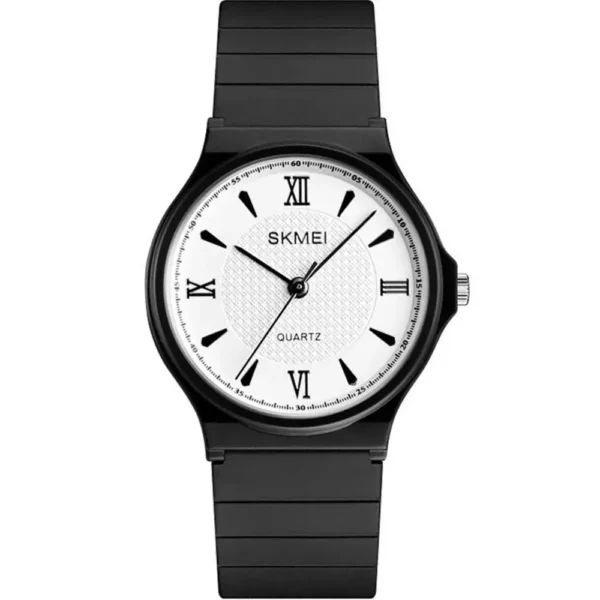 Skmei 1422-BLK-WHT Rubber Band Women Watch