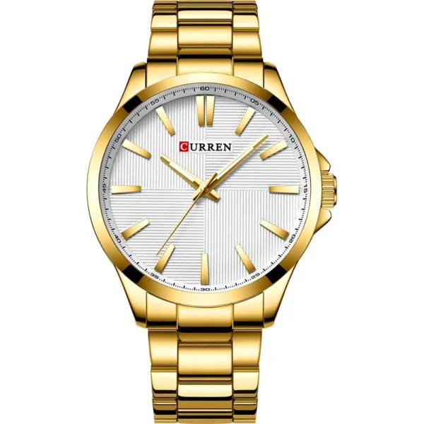 Curren 8322-GLD-WHT Metal Band Men Watch