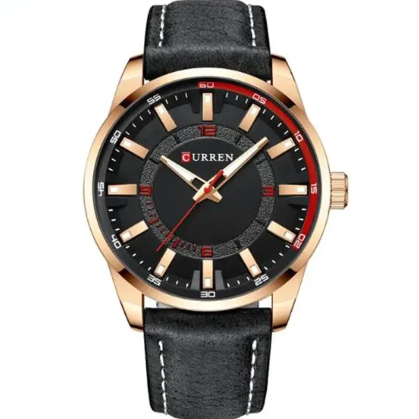 Curren 8390-RS-BLK Leather Band Men Watch
