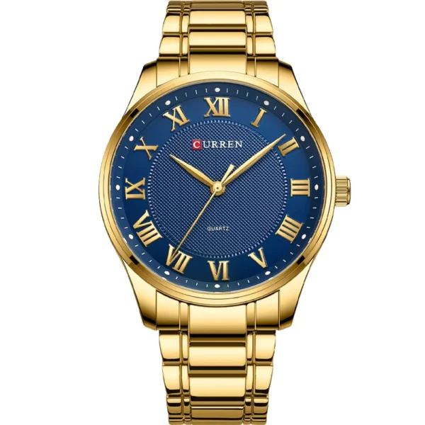 Curren 8409-GLD-BLU Metal Band Men Watch