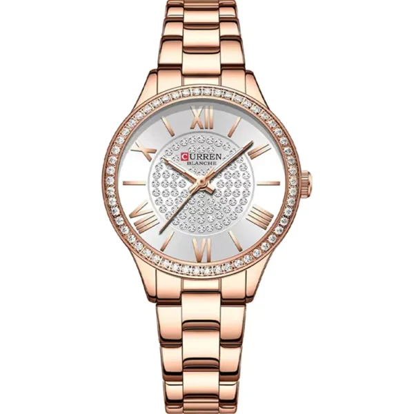 Curren 9084-RS-WHT Metal Band Women Watch