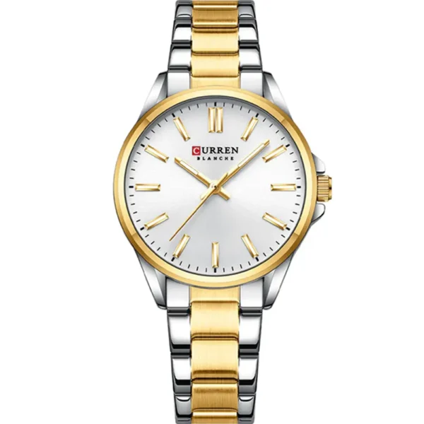 Curren 9090L-TTGLD-WHT Metal Band Women Watch