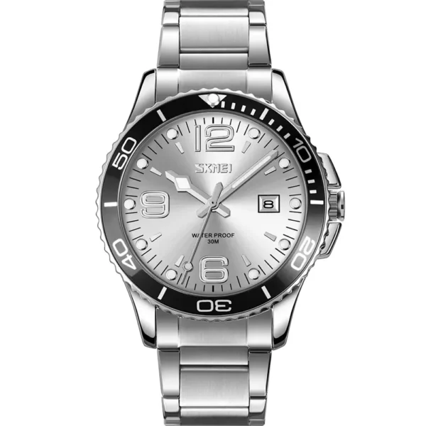 Skmei 9278-G-CH-WHT Metal Band Men Watch