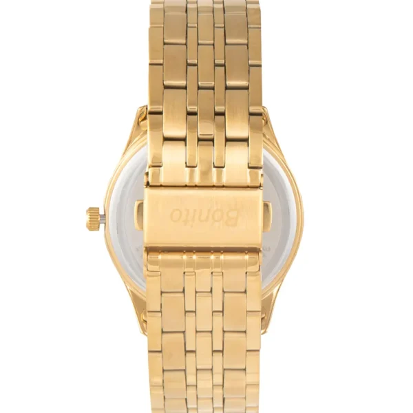 Bonito K-6132-GLD-WHT Metal Band Men Watch - Image 3