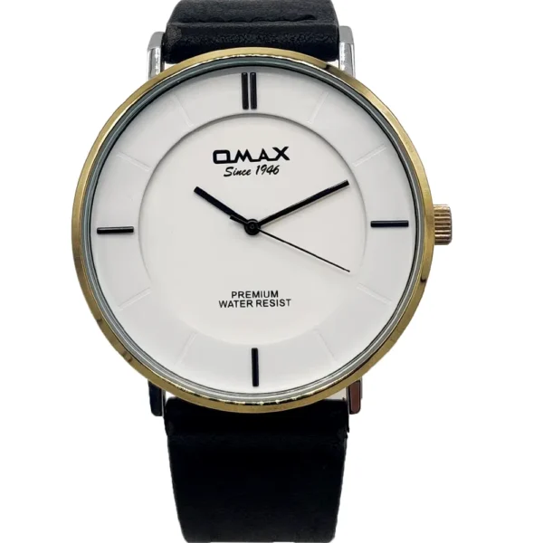 Omax SX7005-CHBLK-WHT Leather Band Men Watch