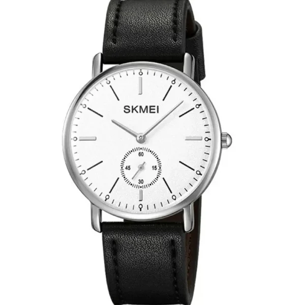 Skmei 2308-G-CHBLK-WHT Leather Band Men Watch