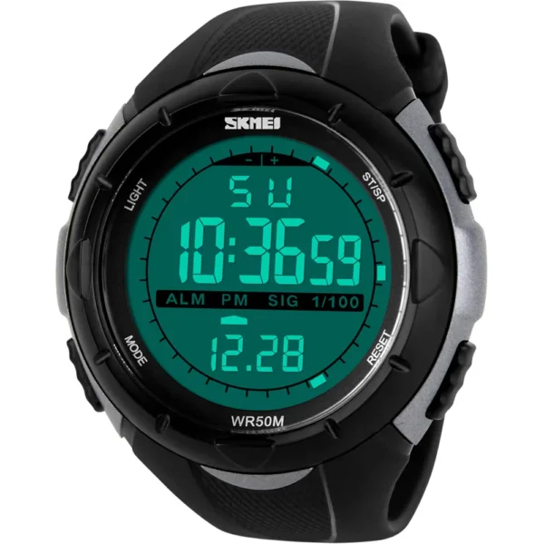 Skmei 1025-GRYBLK-DIGI Rubber Band Men Watch