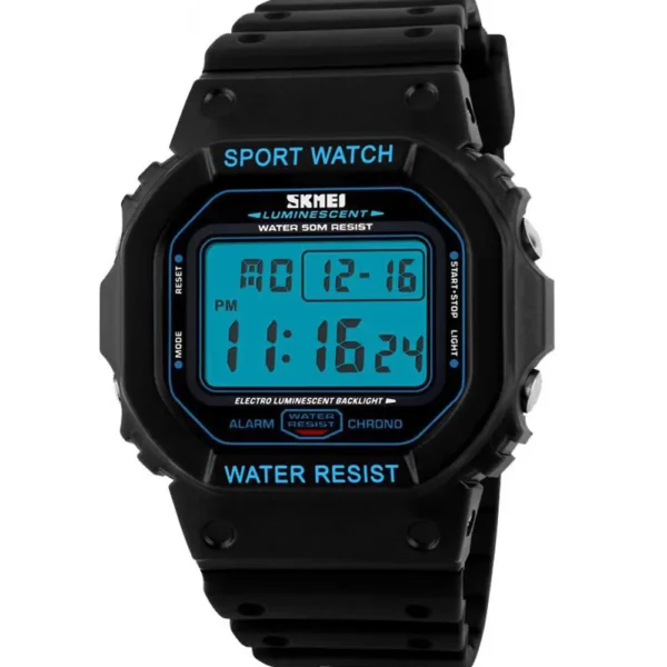 Skmei 1134-BLKBLU-DIGI Rubber Band Men Watch