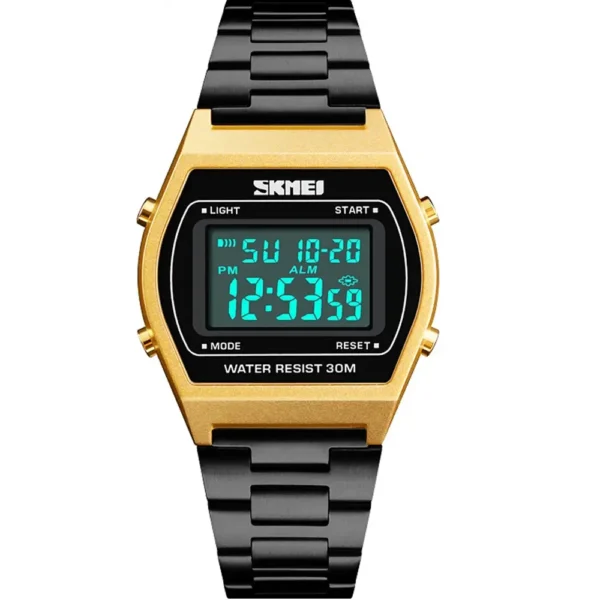 Skmei 1328-GLDBLK-DIGI Metal Band Men Watch