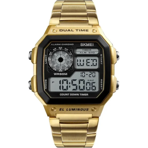 Skmei 1335-GLDBLK-DIGI Digital Men Metal Watch