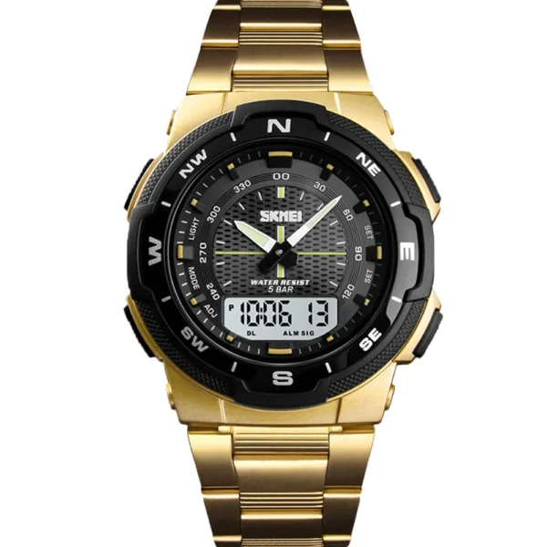 Skmei 1370-GLDBLK-DTIME Metal Band Men Watch