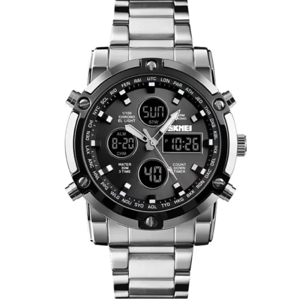 Skmei 1389-CHGRY-DTIME Metal Band Men Watch