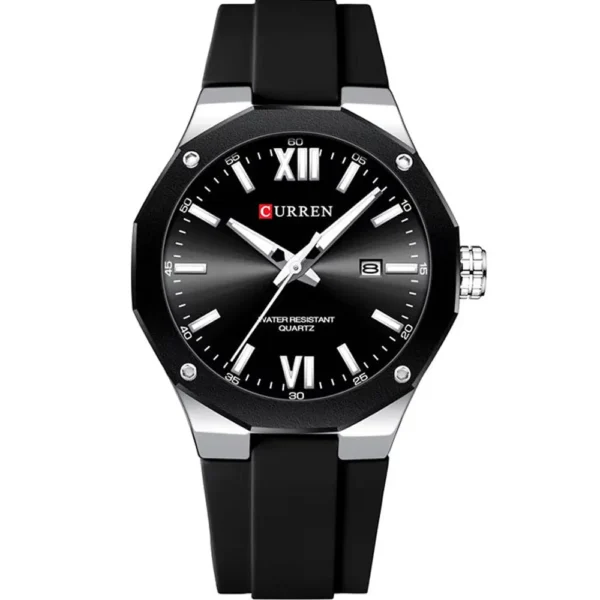 Curren 8465G-CH-BLK Rubber Band Men Watch