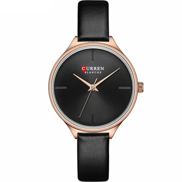 Curren 9062L-RG-BLK Leather Band Women Watch