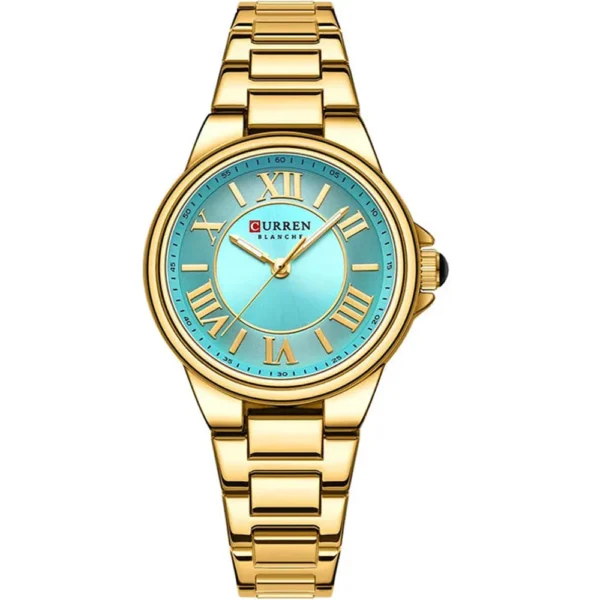 Curren 9091L-GLD-AQUA Metal Band Women Watch