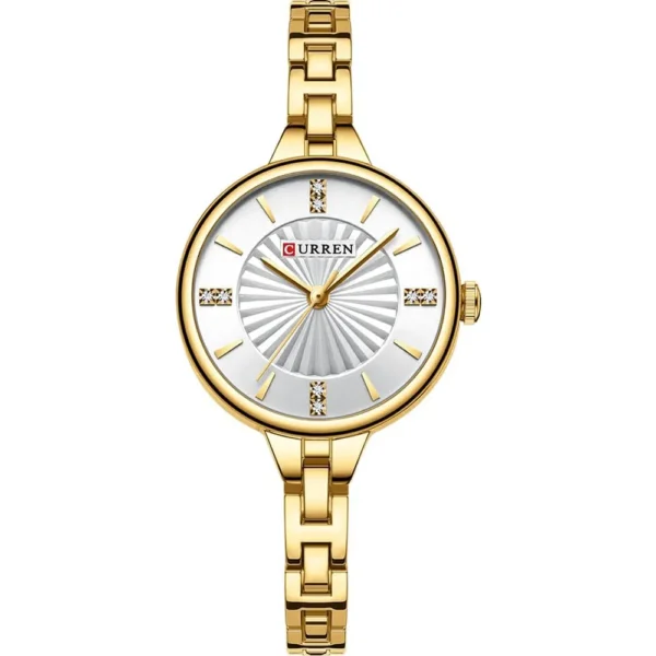 Curren 9097L-GLD-WHT Metal Band Women Watch