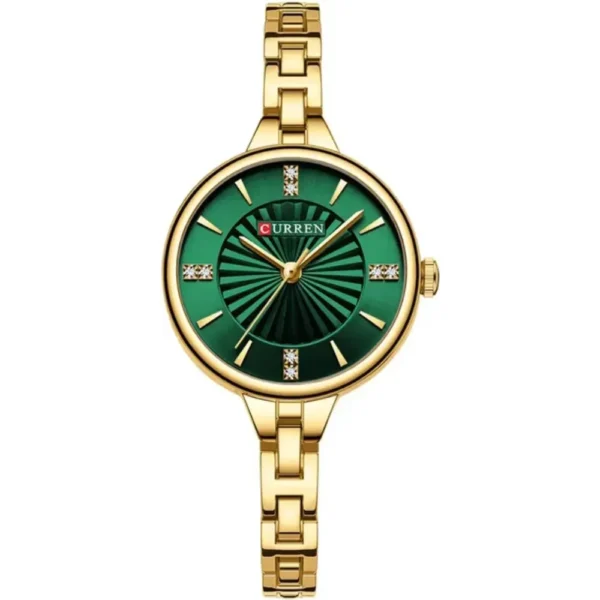 Curren 9097L-GLD-GRN Metal Band Women Watch