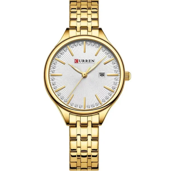 Curren 9099L-GLD-WHT Metal Band Women Watch