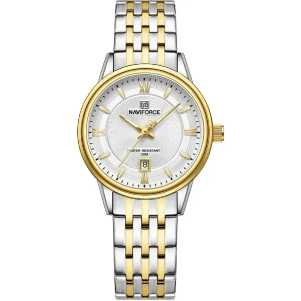 NaviForce NF8040L-TTGLD-WHT Metal Band Women Watch