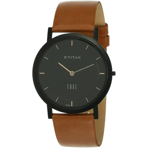 Titan NS1595NL03 Edge Slim Leather Band Men Watch